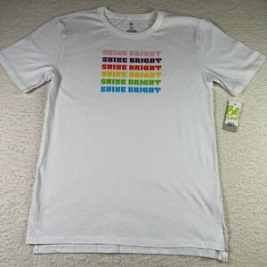 BP Girls XL 14 16 White "Shine Bright" Rainbow Graphic T-Shirt 100% Cotton NWT